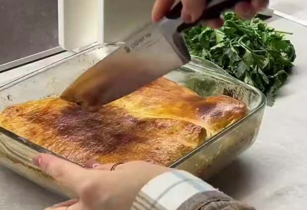 Вершково-грибний пиріг з картоплею, кадр з відео