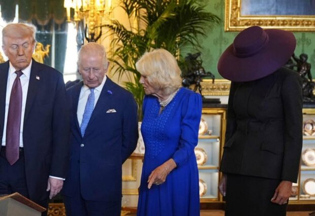 Дональд Трамп, король Чарльз, Каміла та Меланія Трамп, кадр з відео