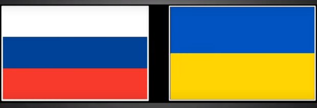 Прапори України та Росії. Фото: скріншот YouTubе