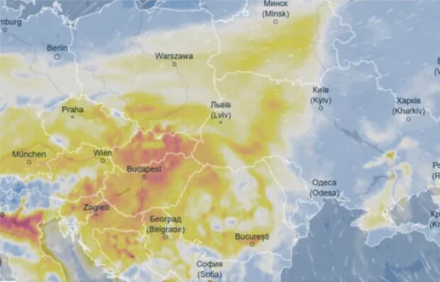 Метеорологическая служба Ventusky предупредили о грязном облаке на 15 ноября