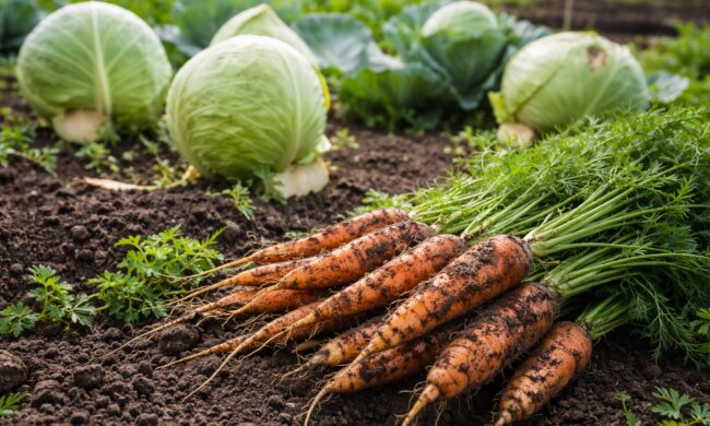 Морква та капуста, город, зображення: hyser.com.ua