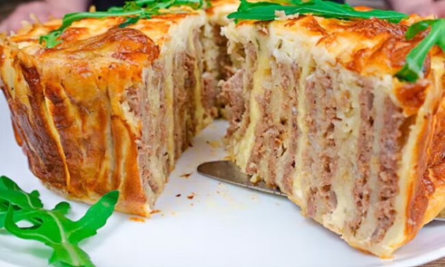 Мясной пирог из лаваша