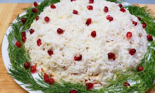 Салат "Снежная королева", кадр из видео