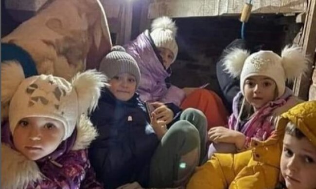 Дети Украины, пережидающие бомбёжку, фото: youtube.com