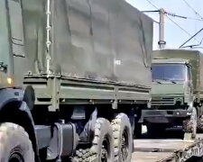 Эшелоны с российской военной техникой. Фото: скриншот YouTube-видео.