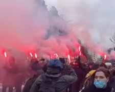 Акція протесту. Фото: скріншот Facebook-відео