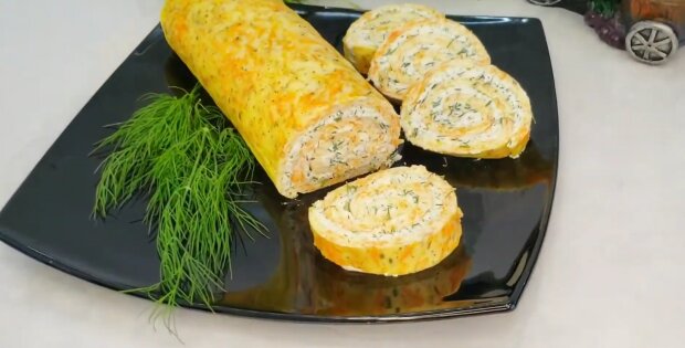Рулет з сиром та яйцями, рецепт