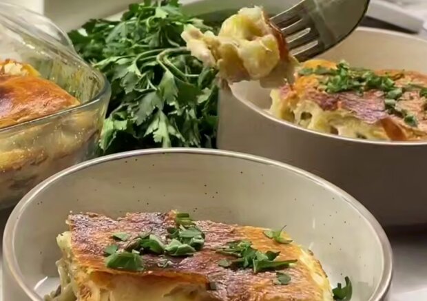 Вершково-грибний пиріг з картоплею, кадр з відео