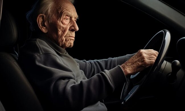 Пенсіонер за кермом, зображення з вільних джерел