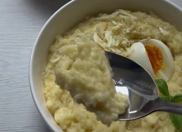 Пшенная каша с сыром и яйцом, кадр из видео