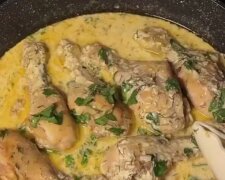 Куриные ножки в сметанно-чесночном соусе, кадр с видео