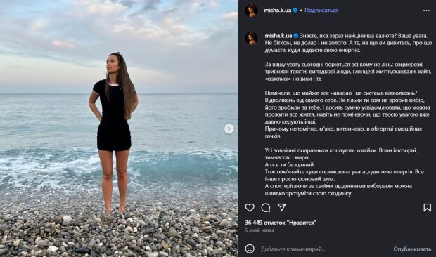 Скрин публікації Ксенії Мішиної