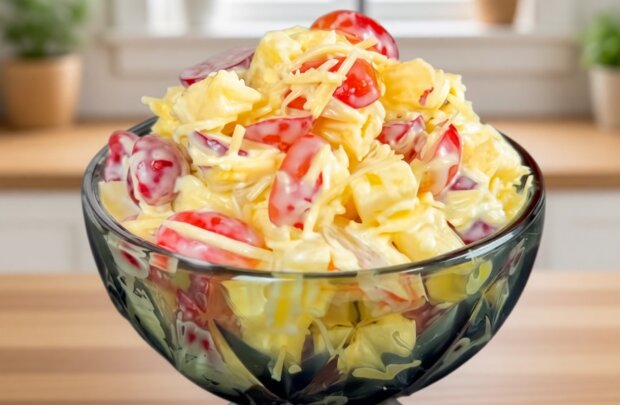 Салат с виноградом, кадр с видео