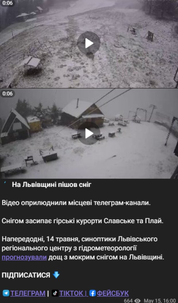 В Україні йде сніг у середині травня