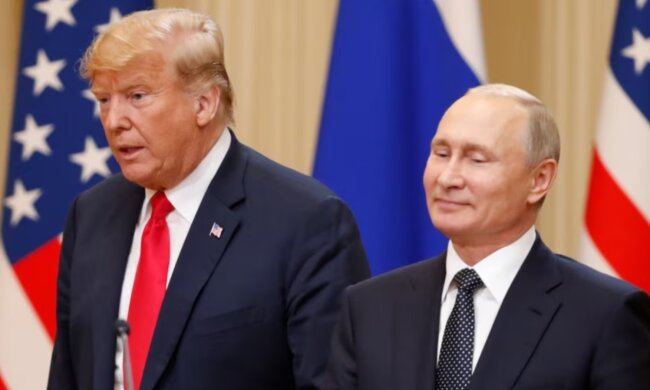 Дональд Трамп и Владимир Путин, кадр из видео