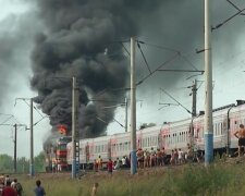 Пожар в поезде. Фото: скриншот YouTube-видео