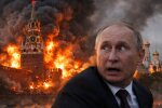 Володимир путін та палаючий Кремль, зображення: hyser.com.ua