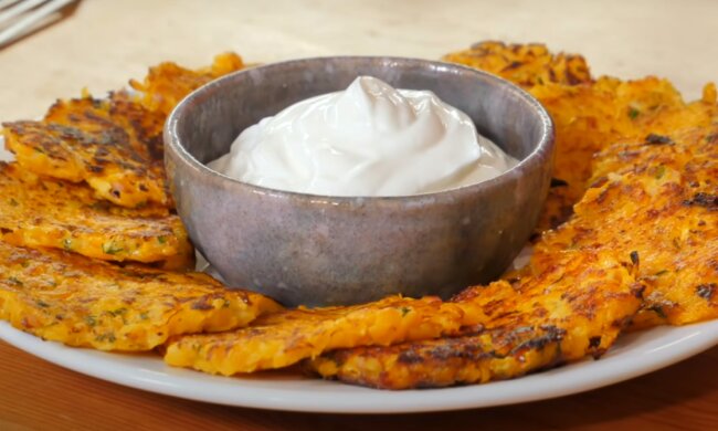 Драники из тыквы: скрин с видео