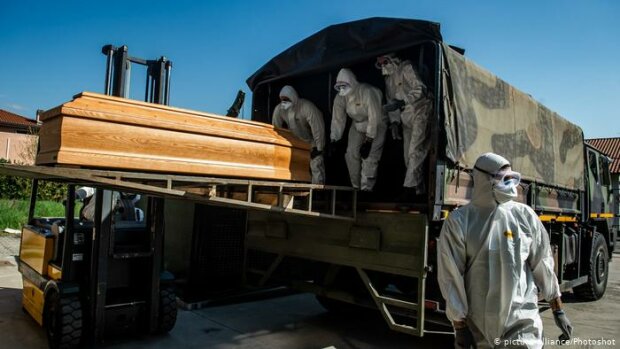 Военные транспортируют умерших от коронавируса. Фото: DW