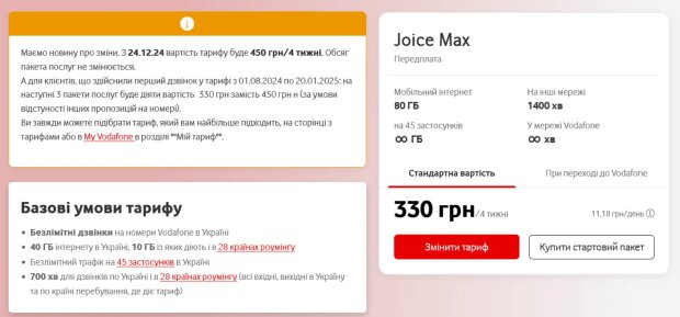 Тариф Joice Max подорожает на 120 грн