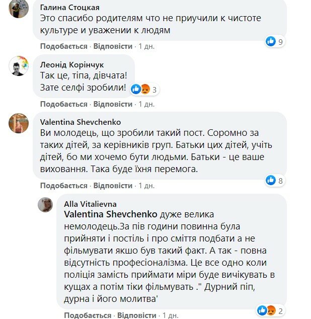 Коментарі. Фото: скріншот facebook / Світлана Ляшенко